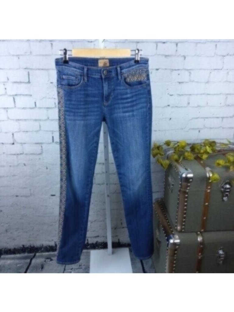 Driftwood Audrey Aztec Embroidered Jeans Blue 26